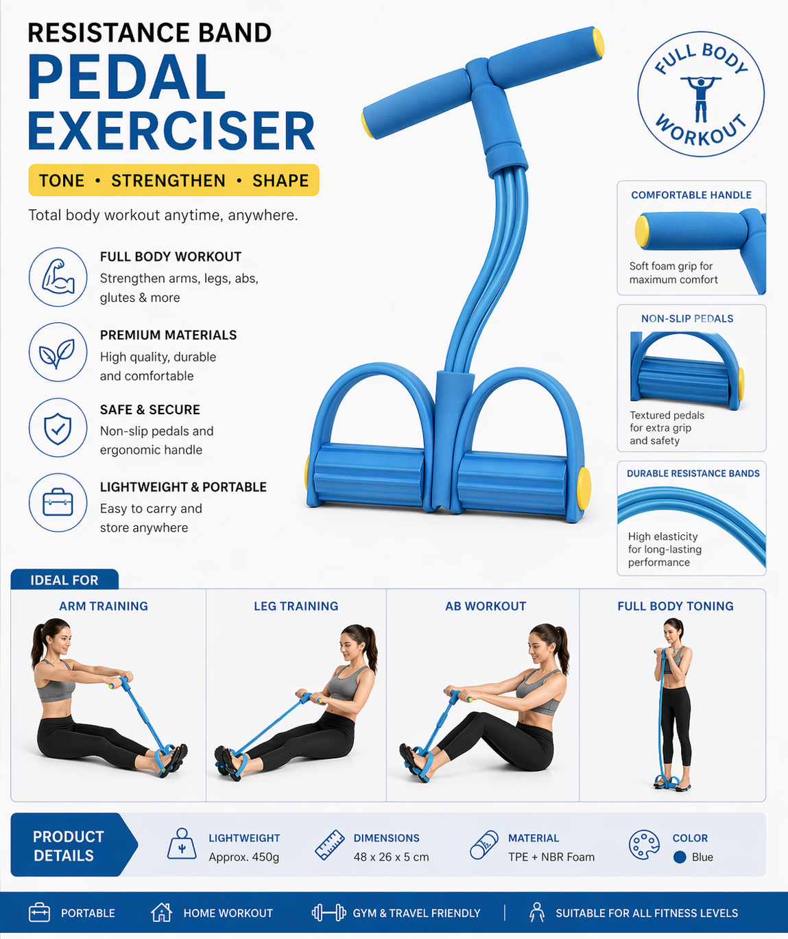 Homestretch™ Resistance Pedal Band – Tone Legs, & Strengthen Core